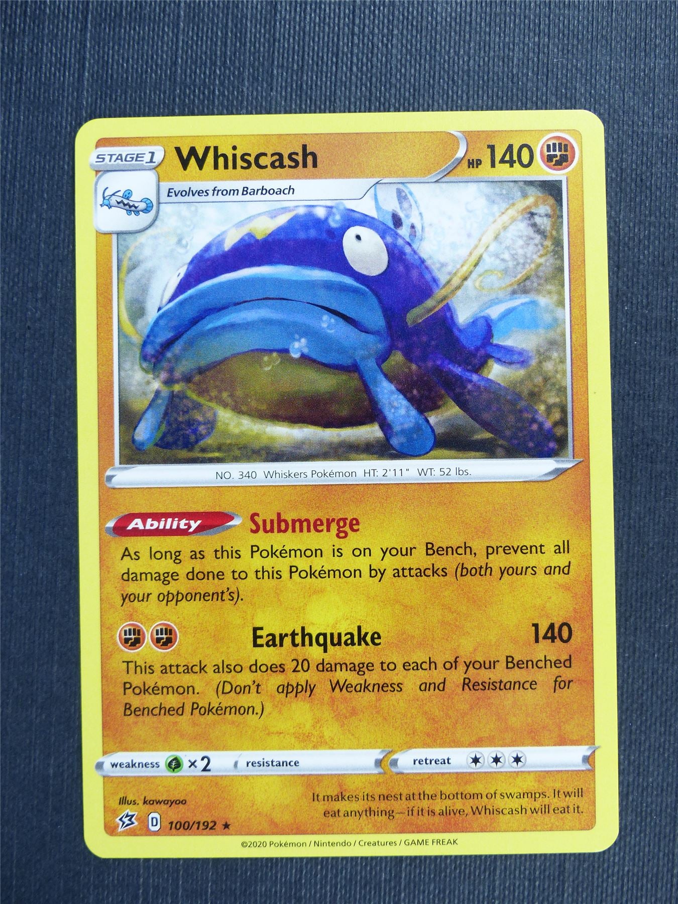Whiscash 100/192 - RCL - Pokemon Card #3H3
