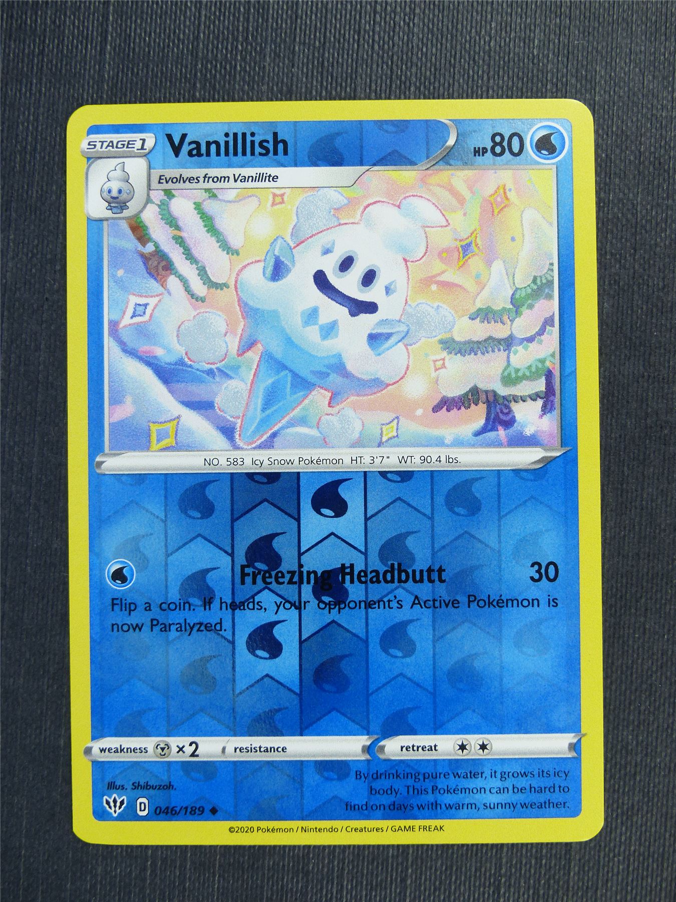 vanillish pokemon card Vanillish 046/189 Reverse Holo - DAA