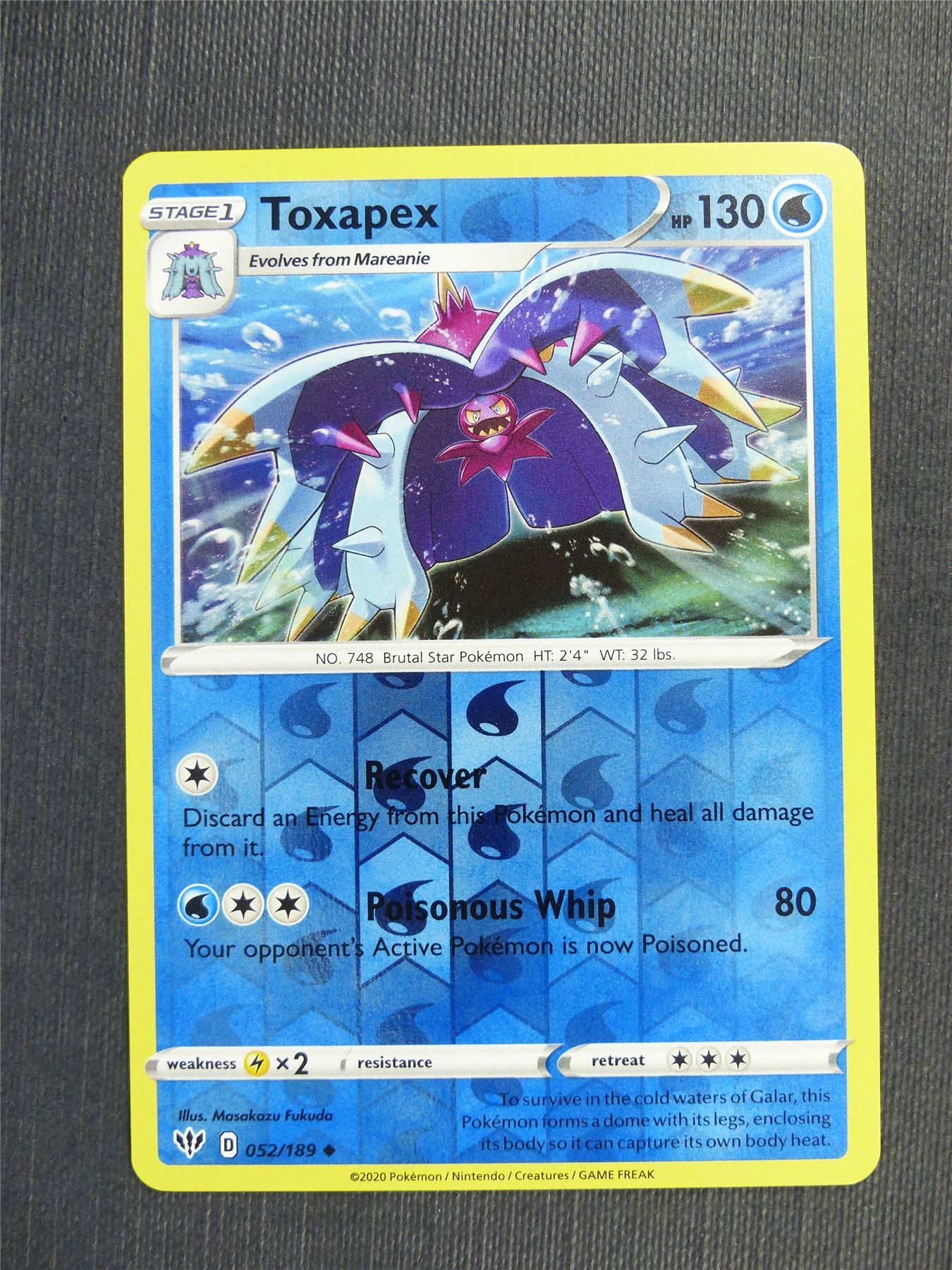 Toxapex 052/189 Reverse Holo - DAA - Pokemon Card #3CS