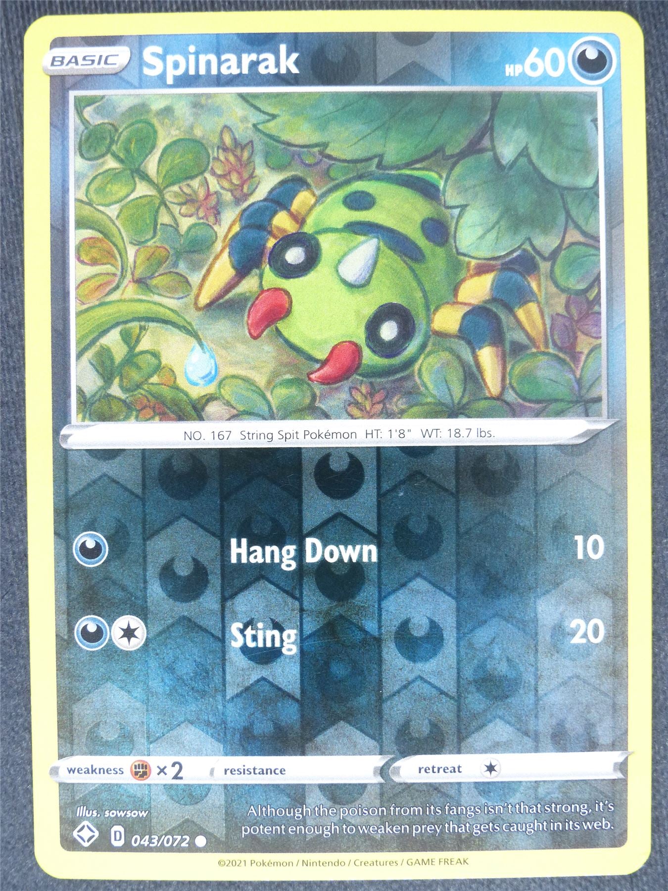 pokemon spinarak card Spinarak 043/072 Reverse Holo Mint