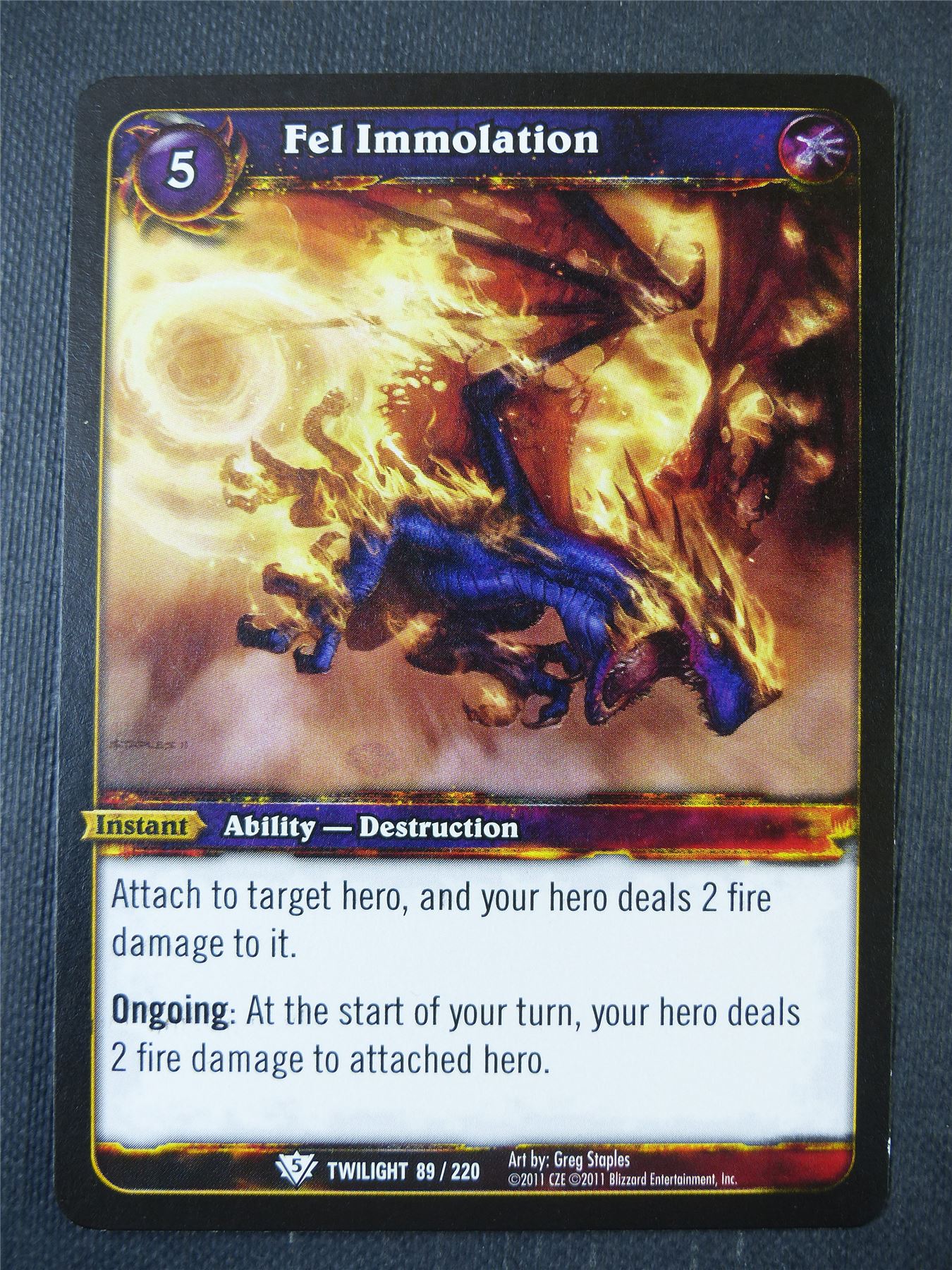 Fel Immolation 89/220 - WoW Card #13A