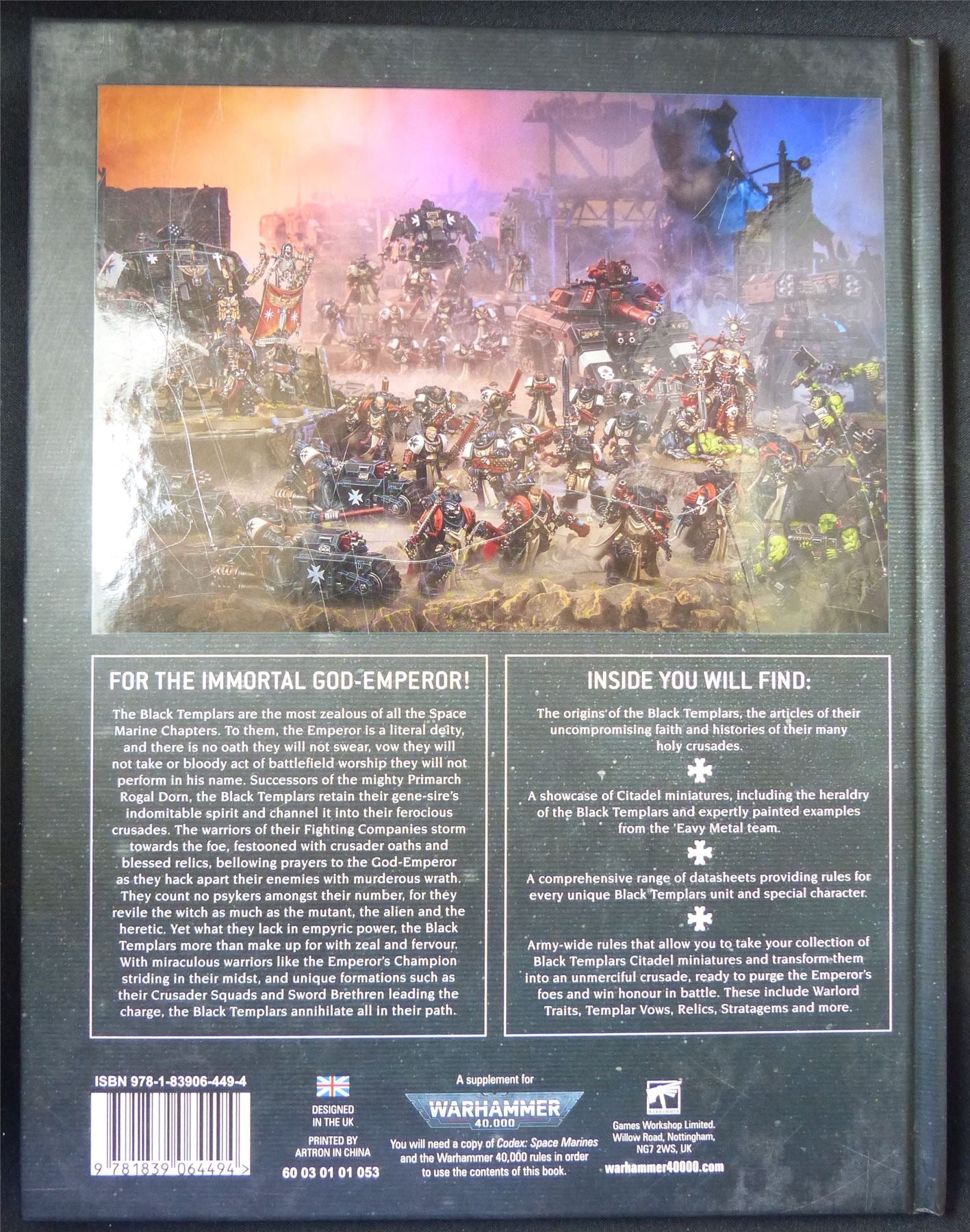 Warhammer 40K Codex Supplement: Black Templars 9th - Warhammer Hardback