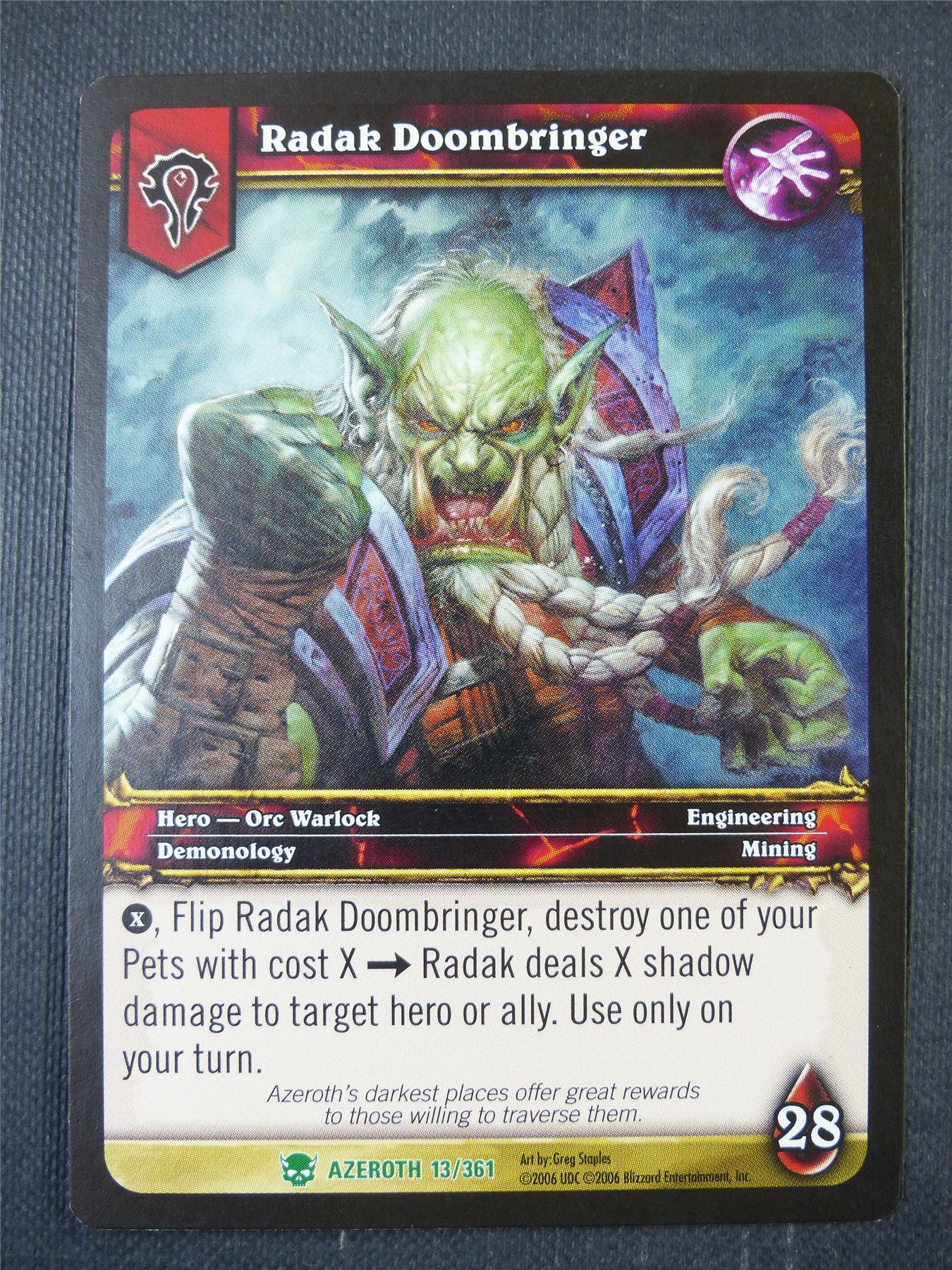 Radak Doombringer 13/361 - WoW Card #1CA