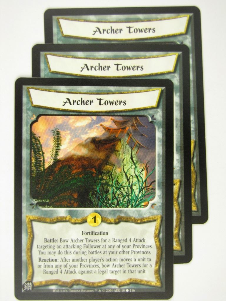Vintage L5R Cards: ARCHER TOWERS x3 # 17A19