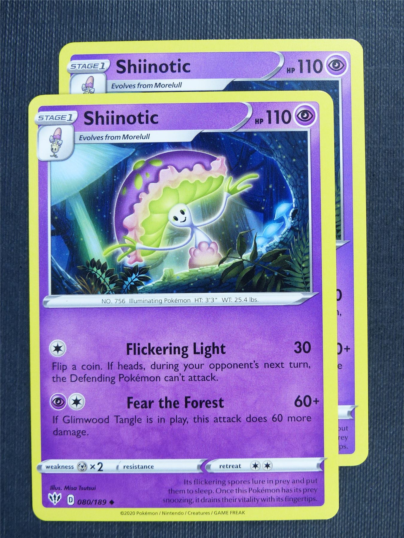 shiinotic pokemon card Shiinotic 080/189 x2 - DAA