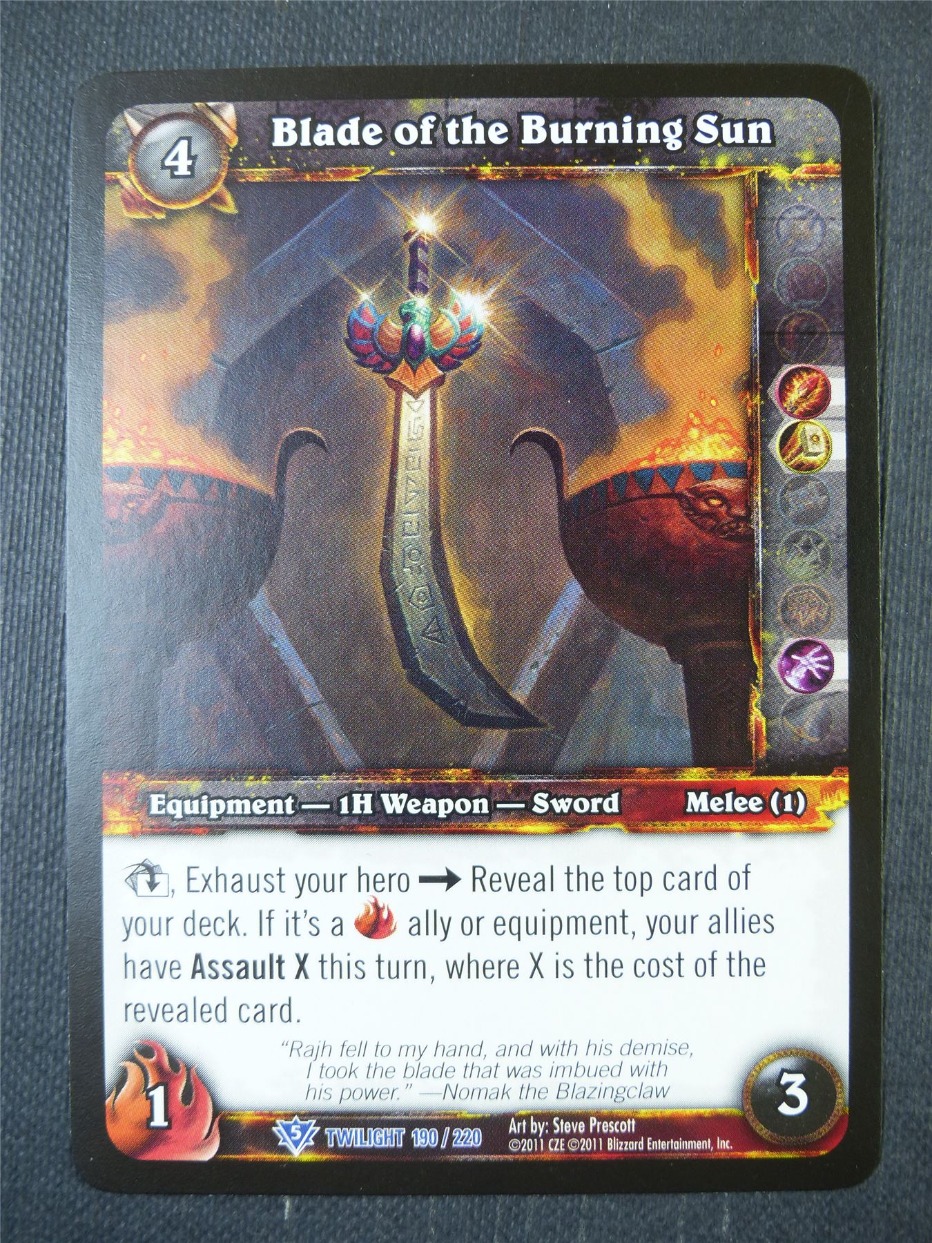 Blade of the Burning Sun 190/220 - WoW Card #15K