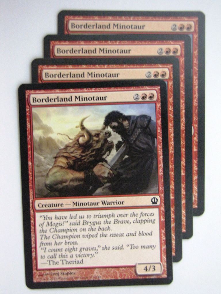MTG Magic Cards: BORDERLAND MINOTAUR x4 Theros playset # 24A13