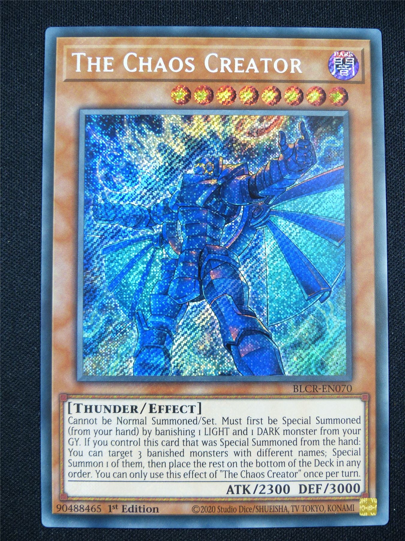the creator yugioh card The Chaos Creator BLCR Secret Rare