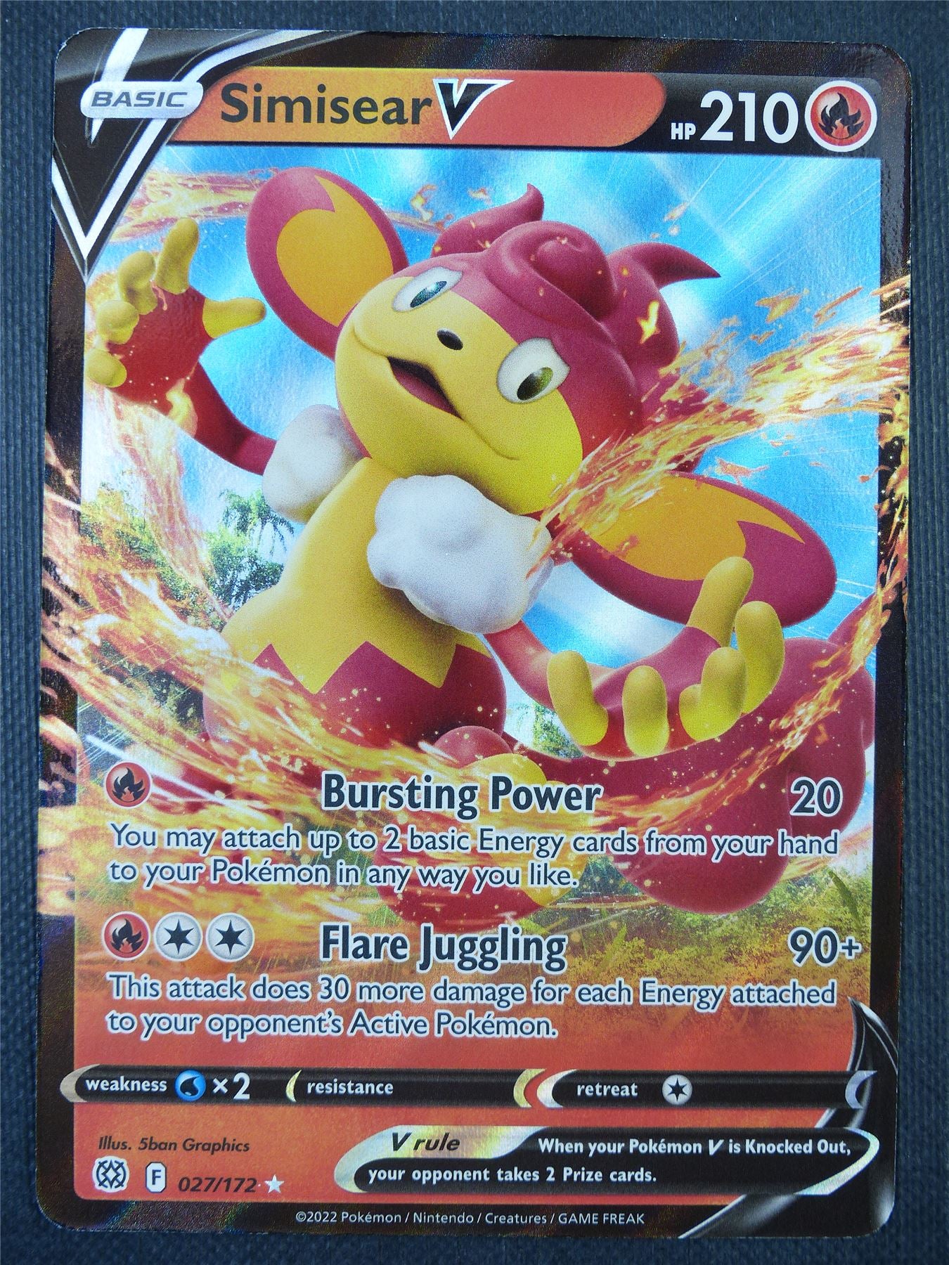 Simisear V 027/172 Holo - Pokemon Card #82P
