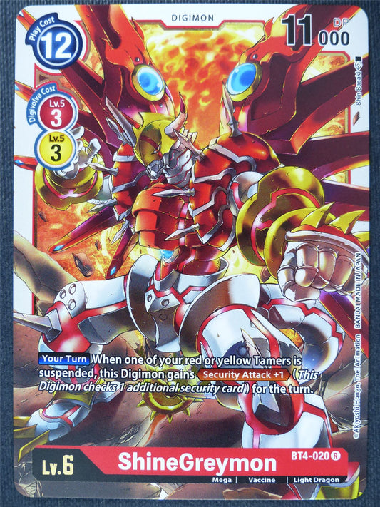 ShineGreymon BT4-020 R - Digimon Cards #11M