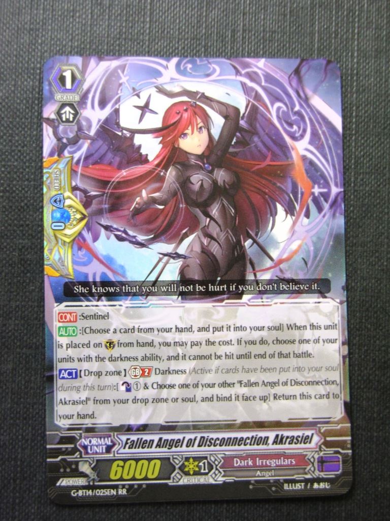 Fallen Angel of Disconnection Akrasiel G-BT14 RR - Vangaurd Cards # 6F29