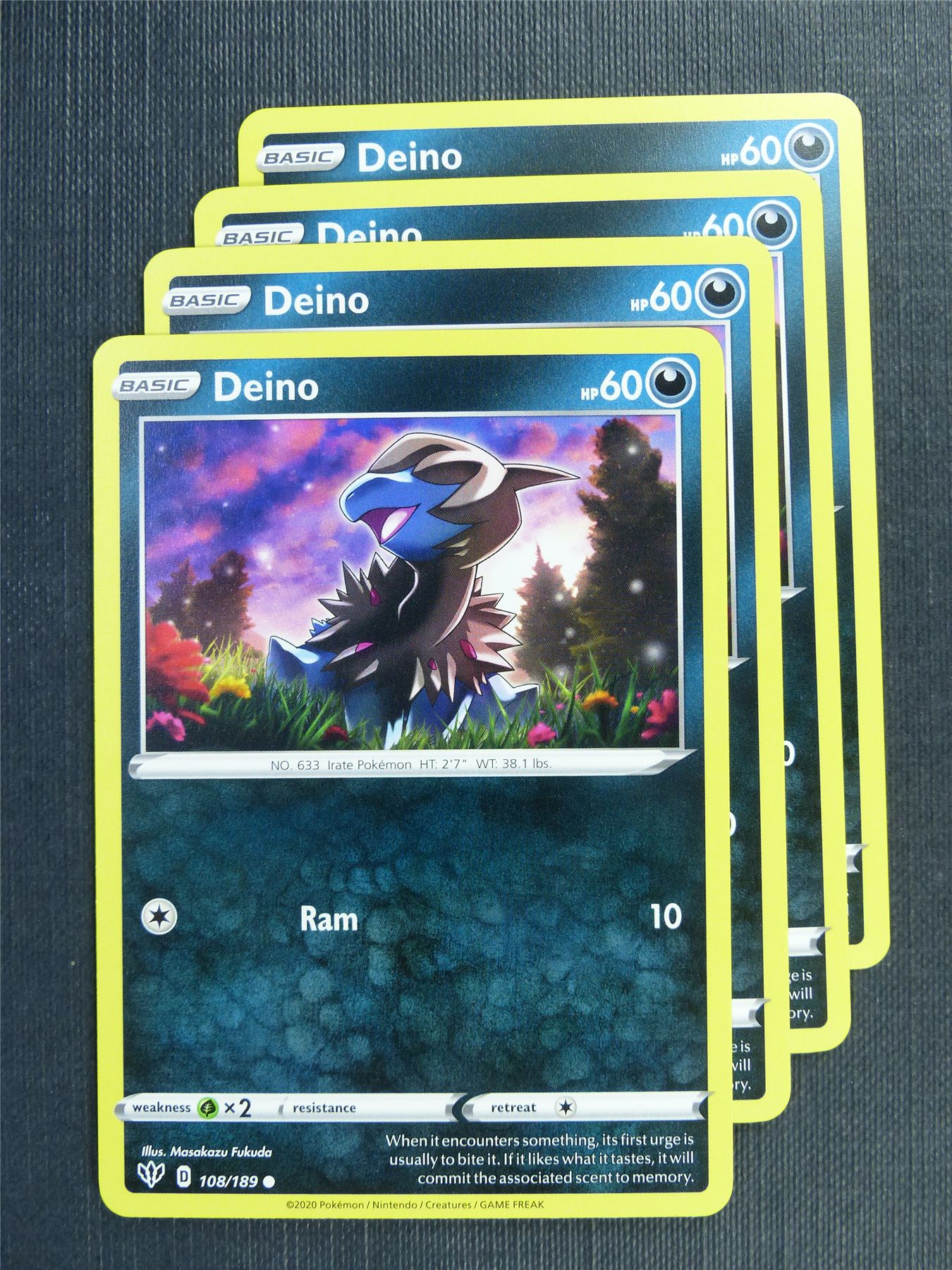 Deino 108/189 x4 - DAA - Pokemon Card #3FB Archeron Deino 108/189 x4 - DAA - Pokemon Card #3FB Archeron