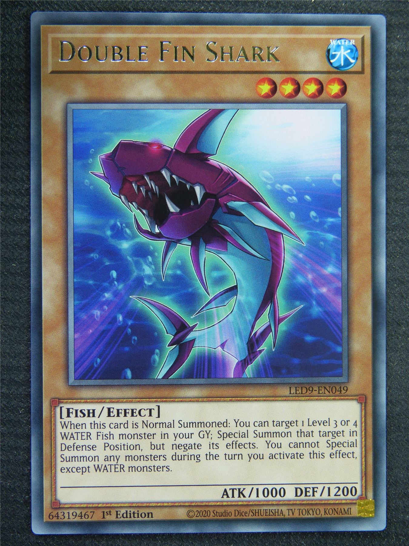 Double Fin Shark LED9 Rare - 1st ed - Yugioh Card #8RU