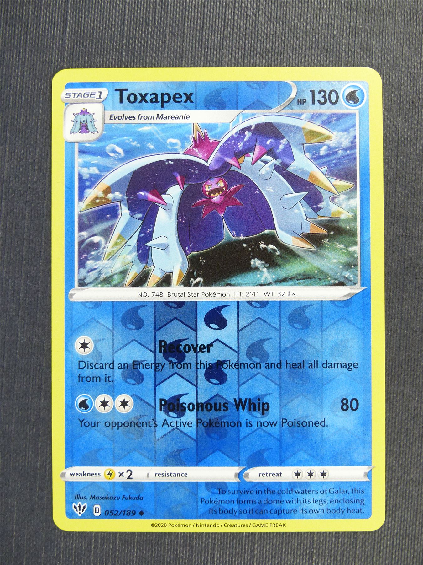 Toxapex 052/189 Reverse Holo - DAA - Pokemon Card #3CK