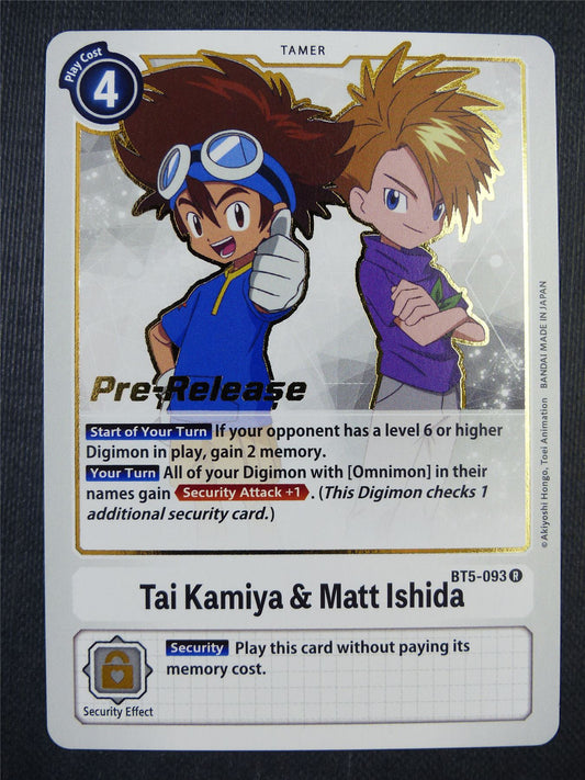 Tai Kamiya & Matt Ishida BT5-093 R Pre-Release - Digimon Card #6JR
