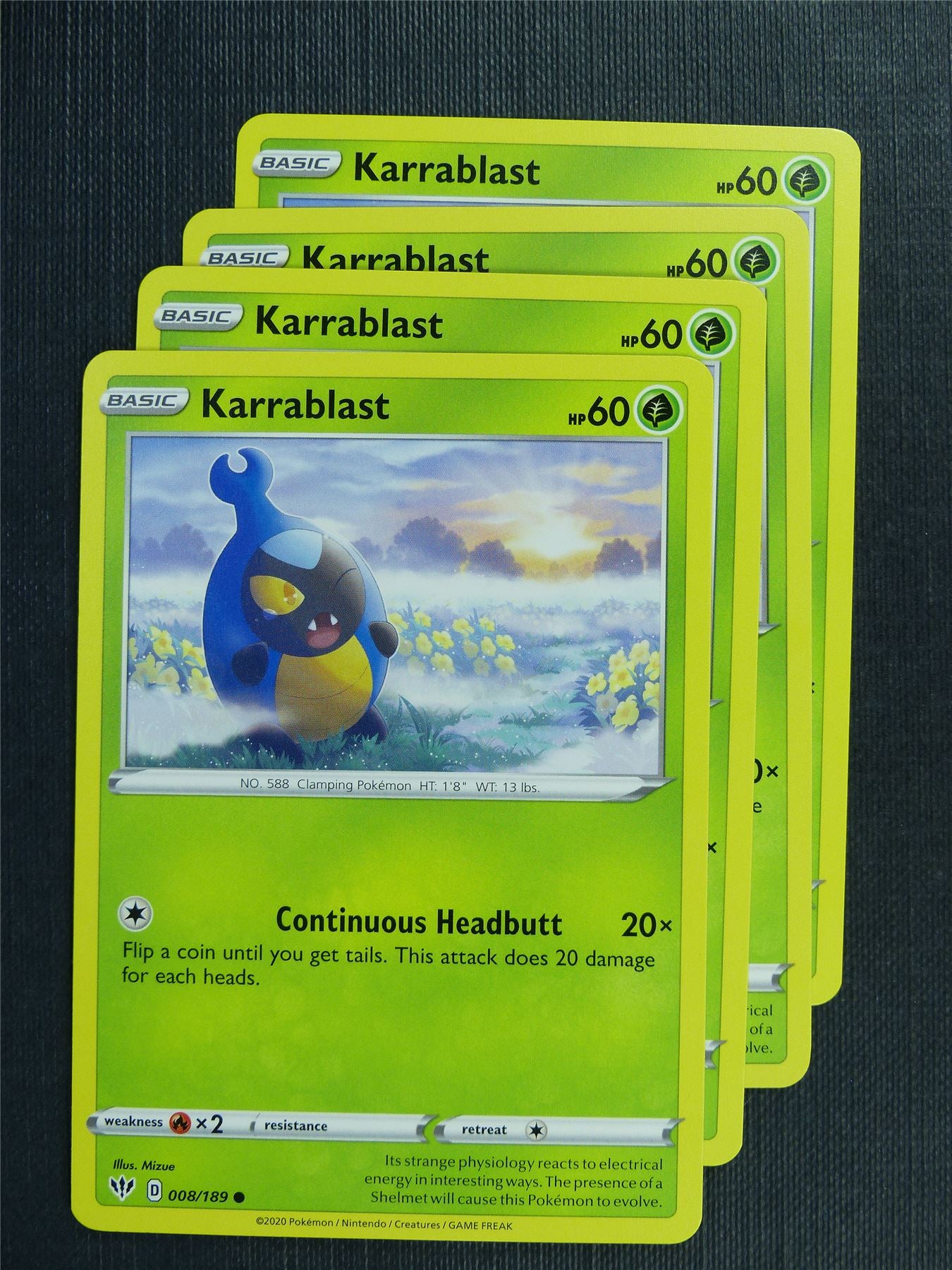 Karrablast 008/189 x4 - DAA - Pokemon Card #3EQ
