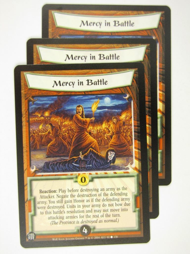 Vintage L5R Cards: MERCY IN BATTLE x3 # 16J90