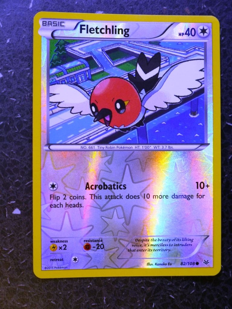 Pokemon Cards: FLETCHLING 82/108 REVERSE HOLLOW # 4G96 Pokemon Cards: FLETCHLING 82/108 REVERSE HOLLOW # 4G96