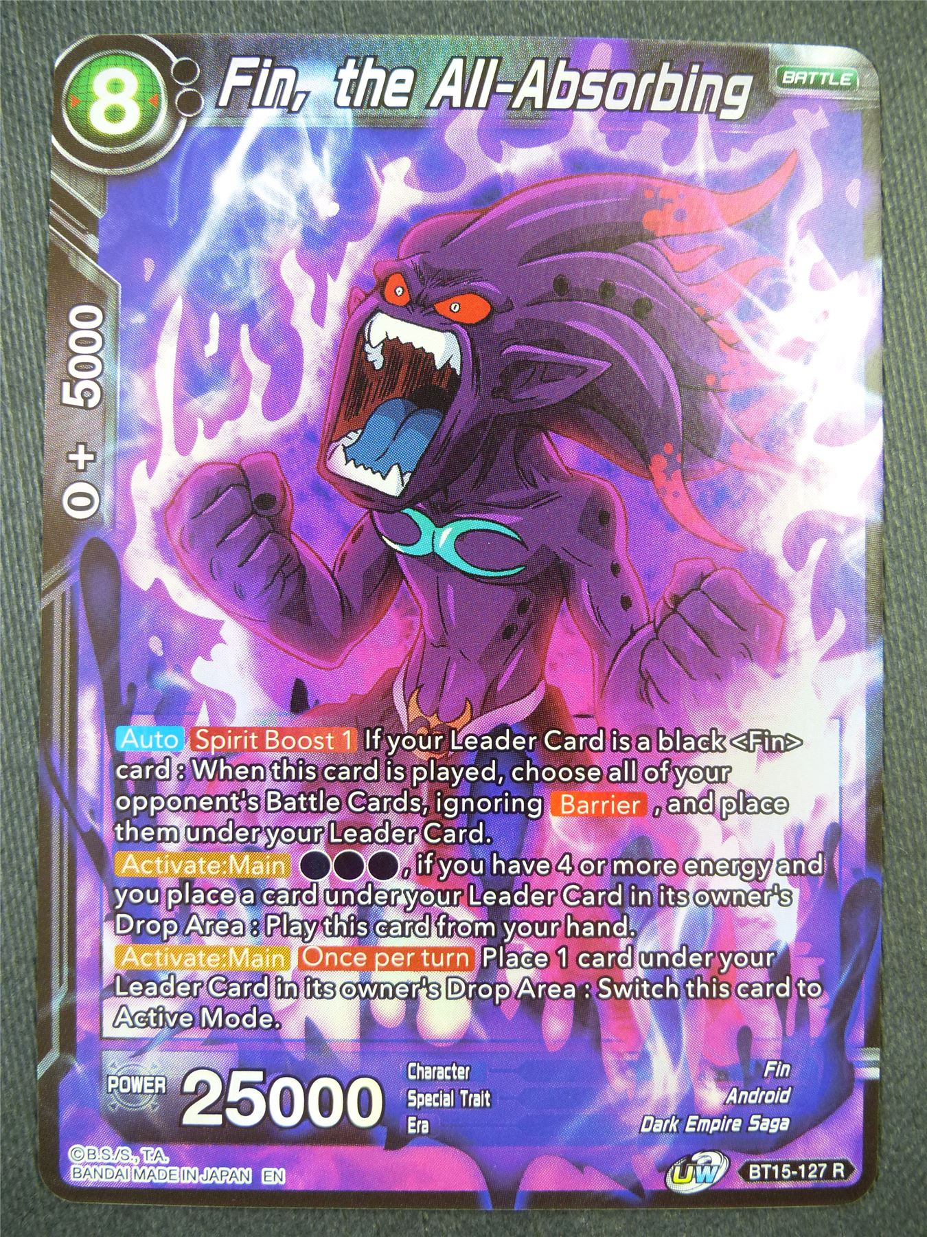 Fin the All-Absorbed BT15 Foil - Dragon Bal Super Card #90L