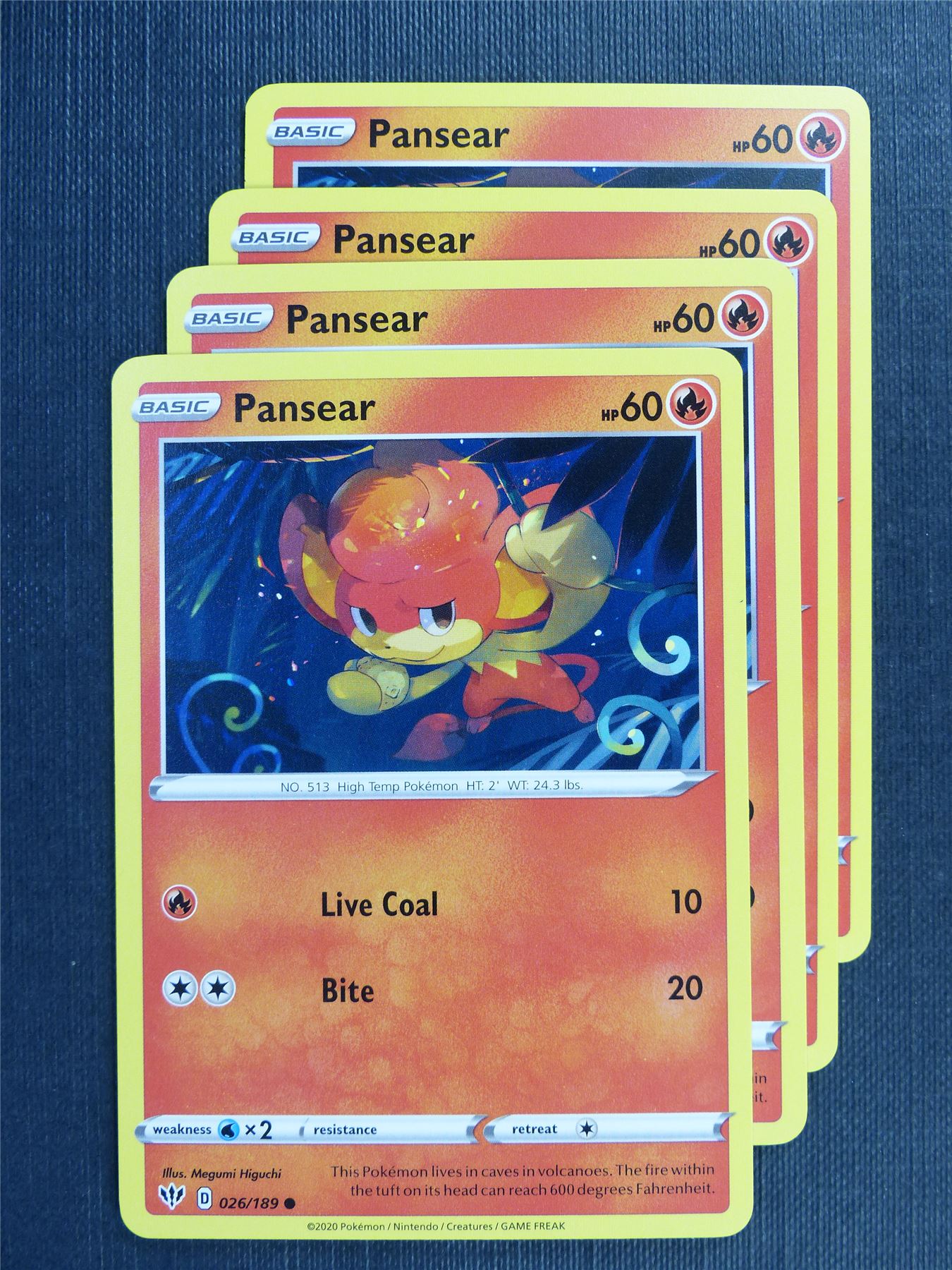 pokemon pansear card Pansear 026/189 x4 - DAA