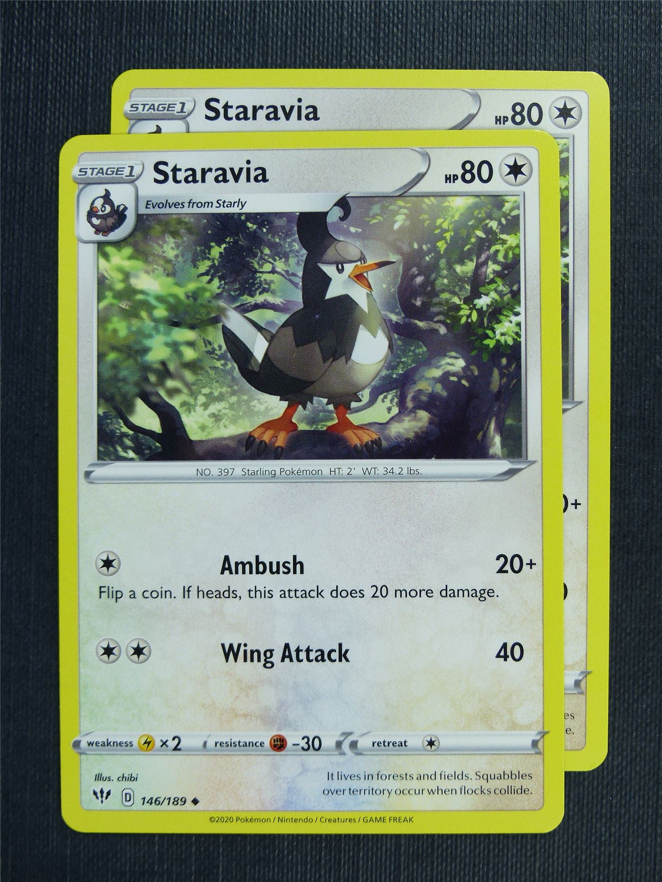 Staravia 146/189 x2 - DAA - Pokemon Card #3DN