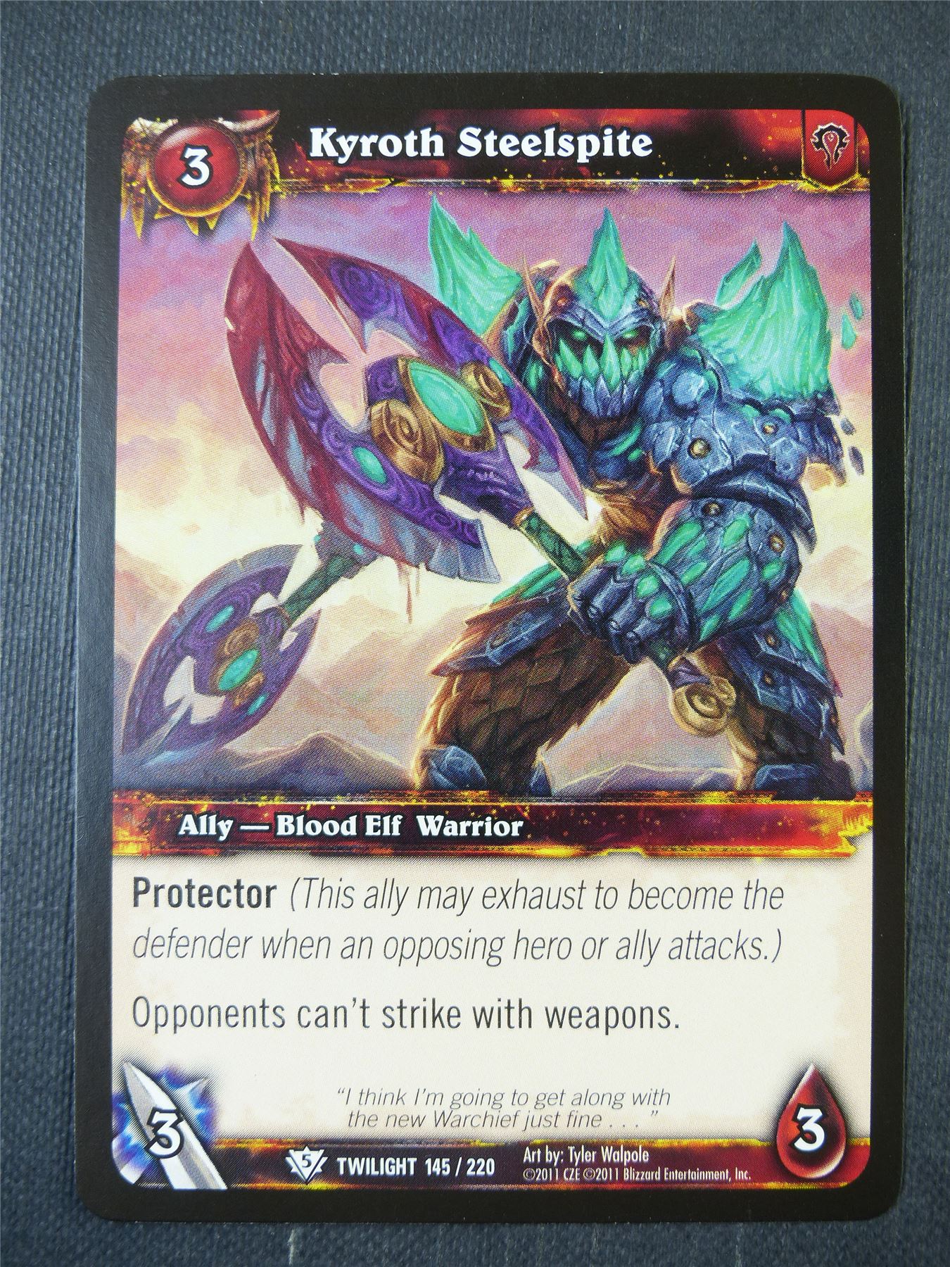 Kyroth Steelspite 145/220 - WoW Card #17E