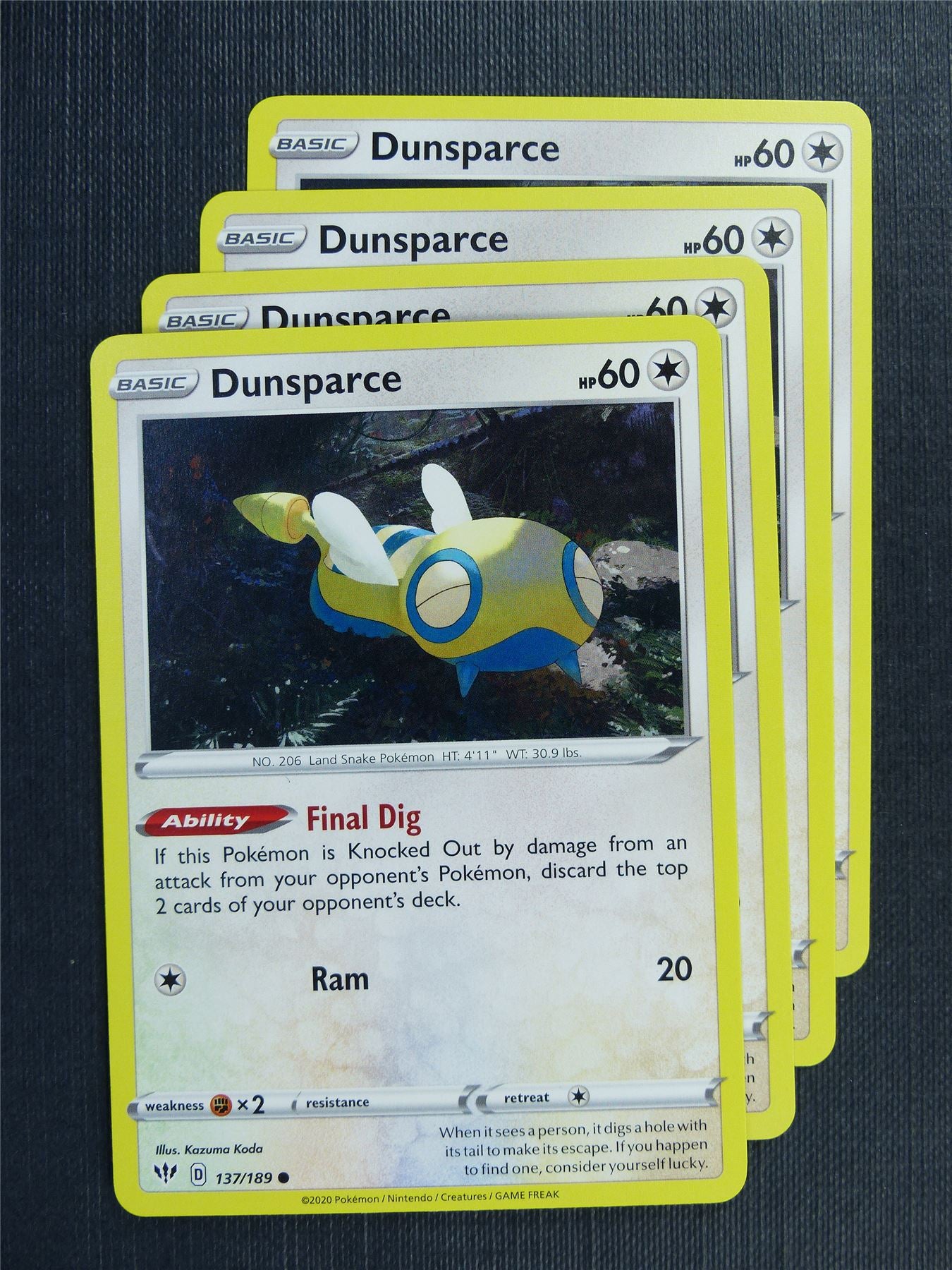 Dunsparce 137/189 x4 - DAA - Pokemon Card #3EL