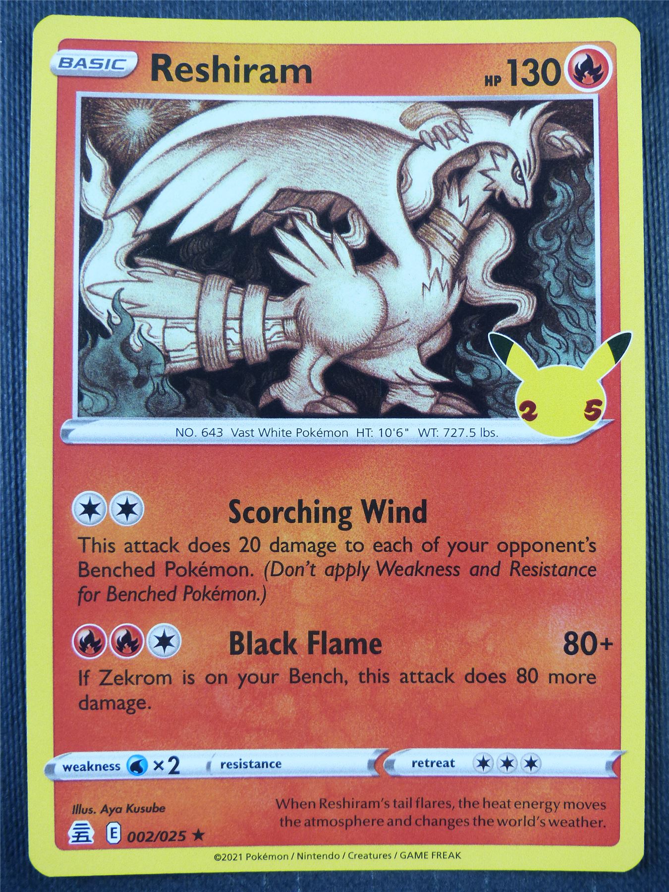 Reshiram 002/025 Holo - Pokemon Card #8W2 Archeron Reshiram 002/025 Holo - Pokemon Card #8W2 Archeron