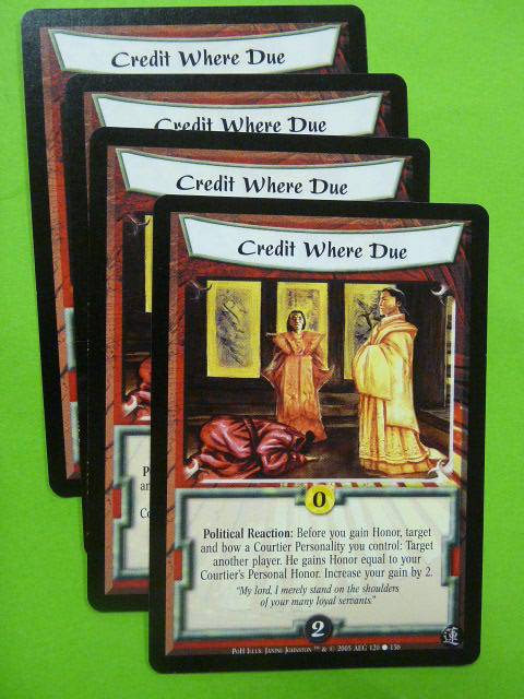 L5R Card Legend of Five Rings: CREDIT WHERER DUE 120/156 x4