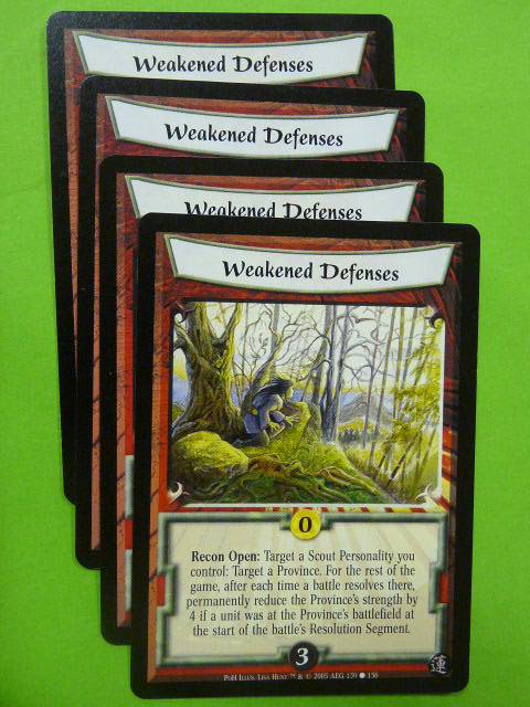 L5R Card Legend of Five Rings: WEAKENED DEFENCES 150/156 x4