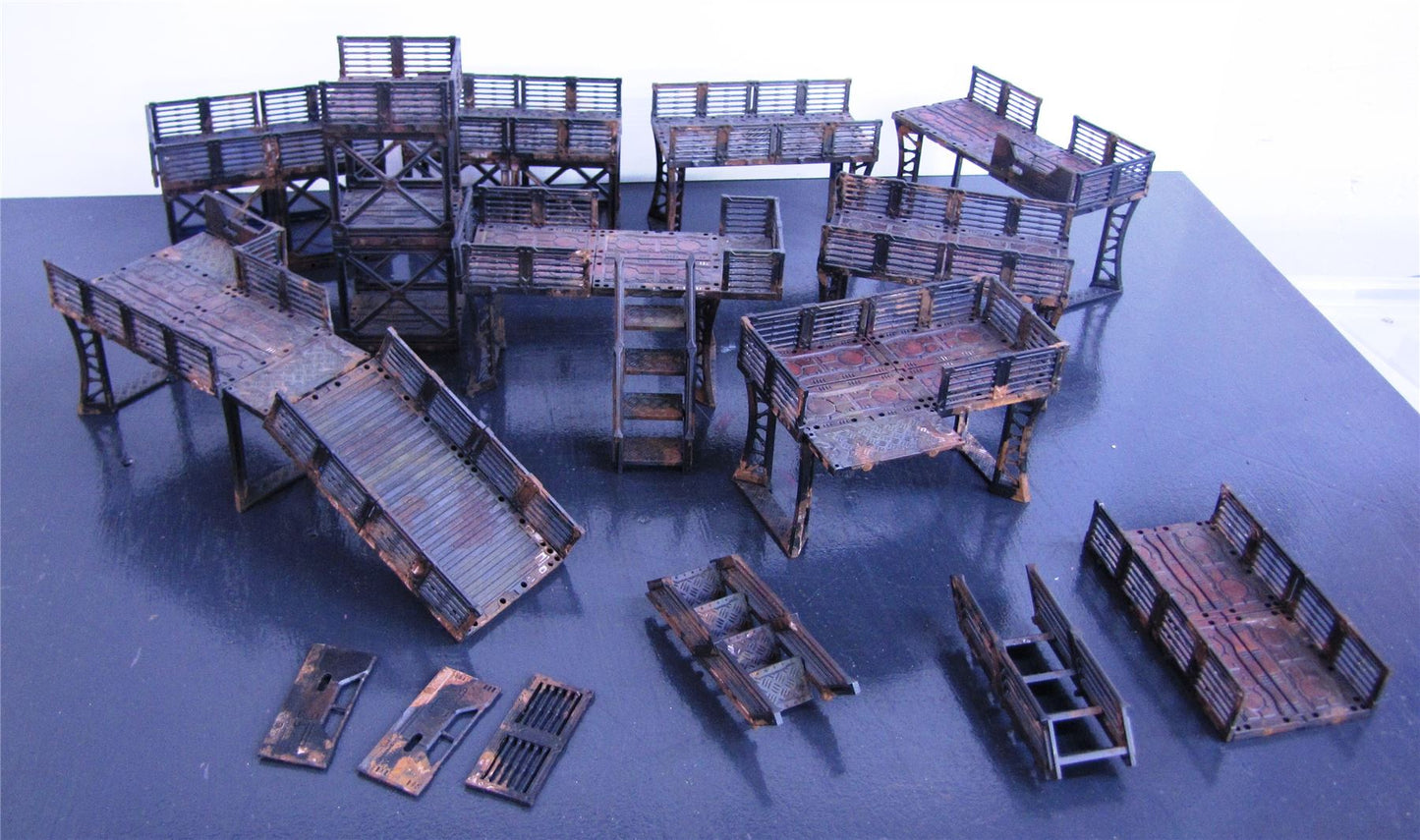 Gantries Walkway Scenery Lot - Painted And Magnetised - Terrain - Warhammer AoS 40k #1HS