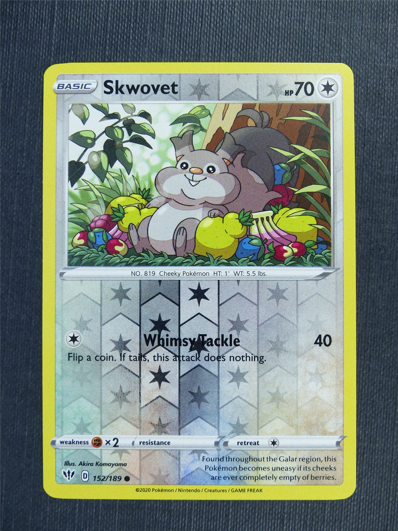 Skwovet 152/189 Reverse Holo - DAA - Pokemon Card #3B7 Archeron Skwovet 152/189 Reverse Holo - DAA - Pokemon Card #3B7 Archeron