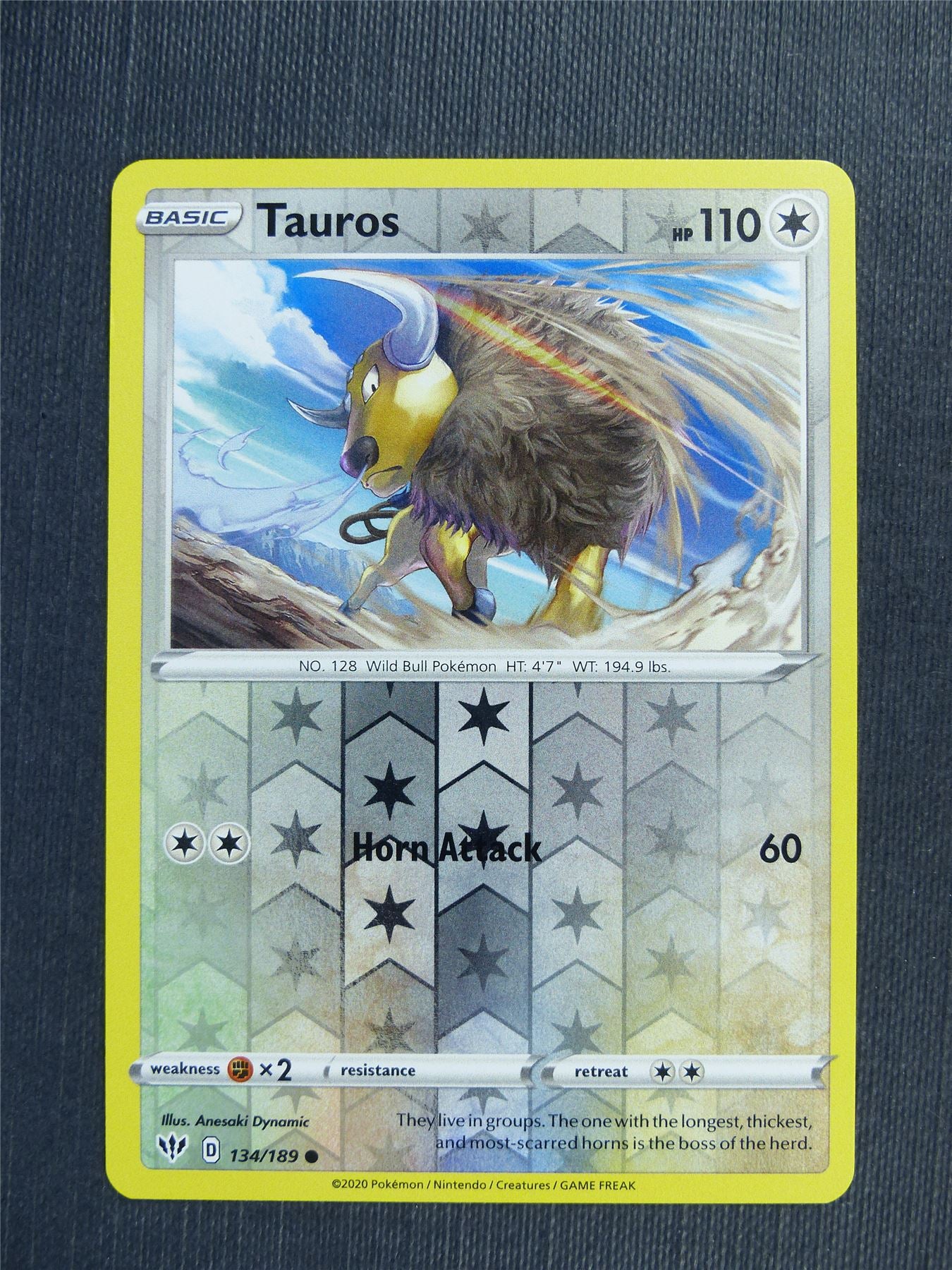 Tauros 134/189 Reverse Holo - DAA - Pokemon Card #3BM