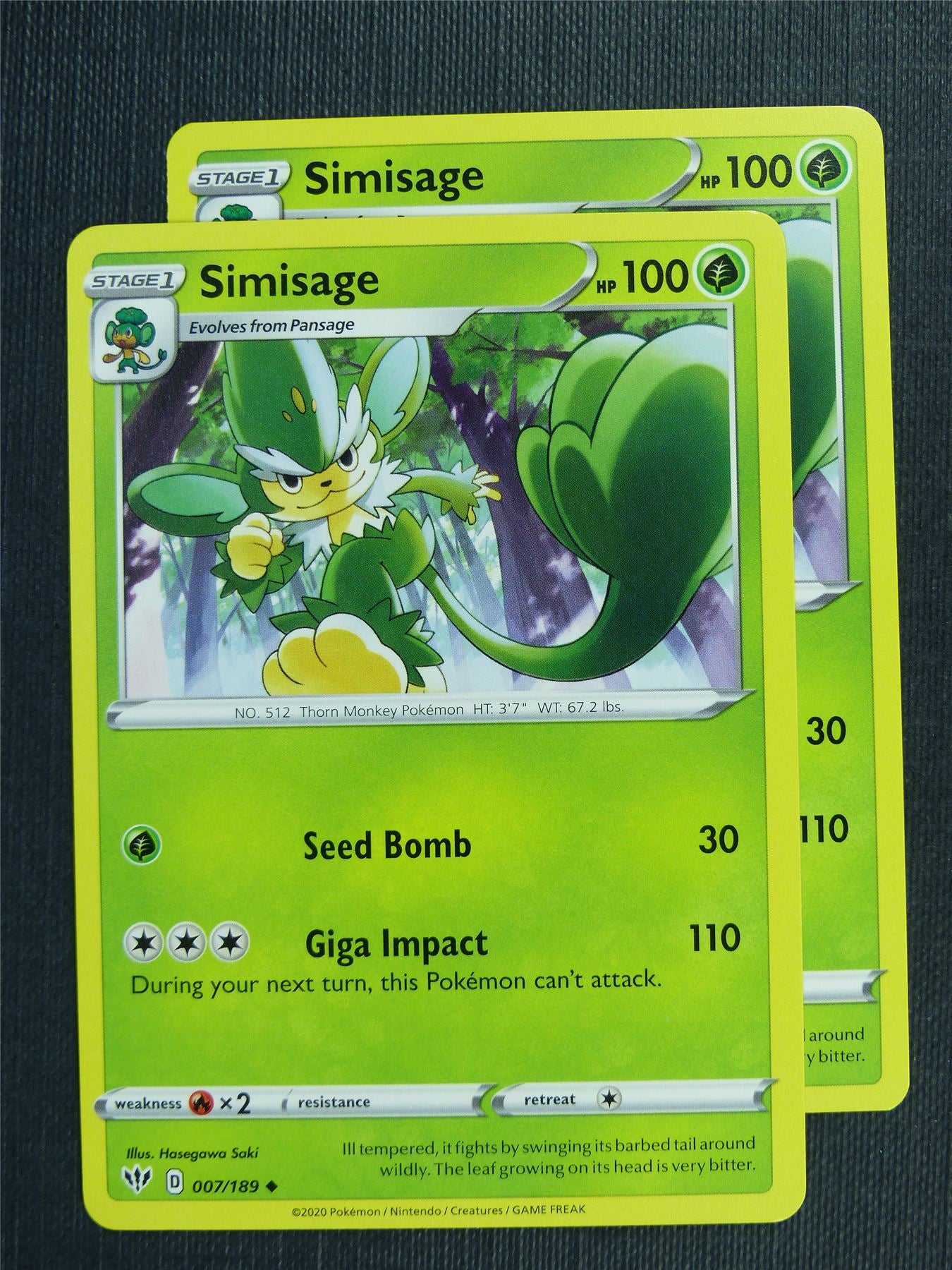 Simisage 007/189 x2 - DAA - Pokemon Card #3DI
