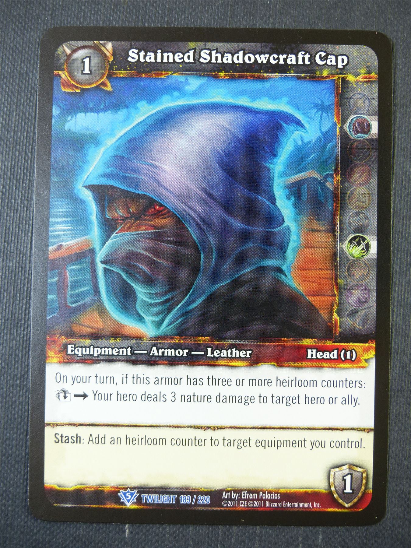 Stained Shadowcraft Cap 183/220 - WoW Card #15F
