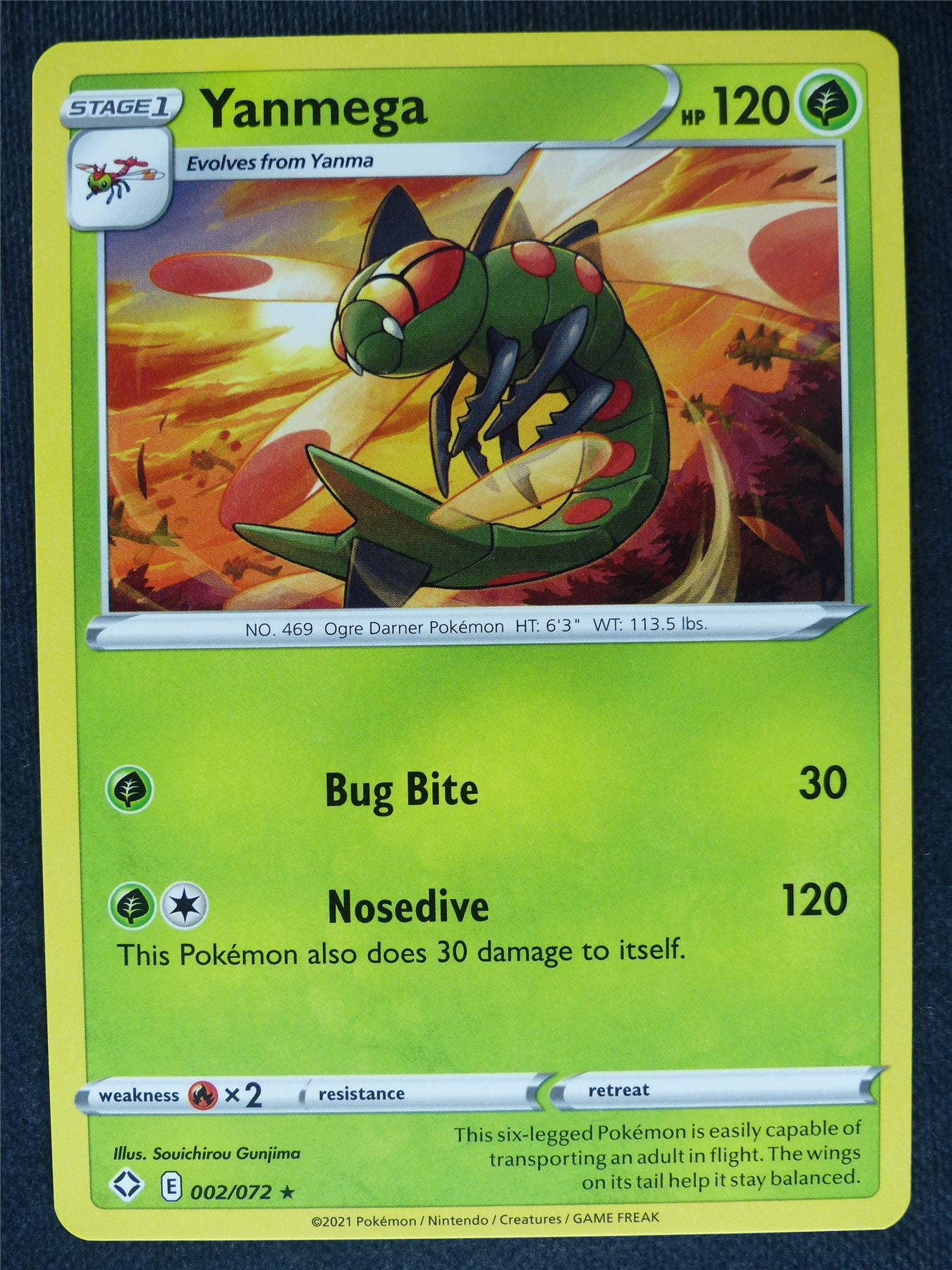 2m pokemon card Yanmega 002/072 Mint