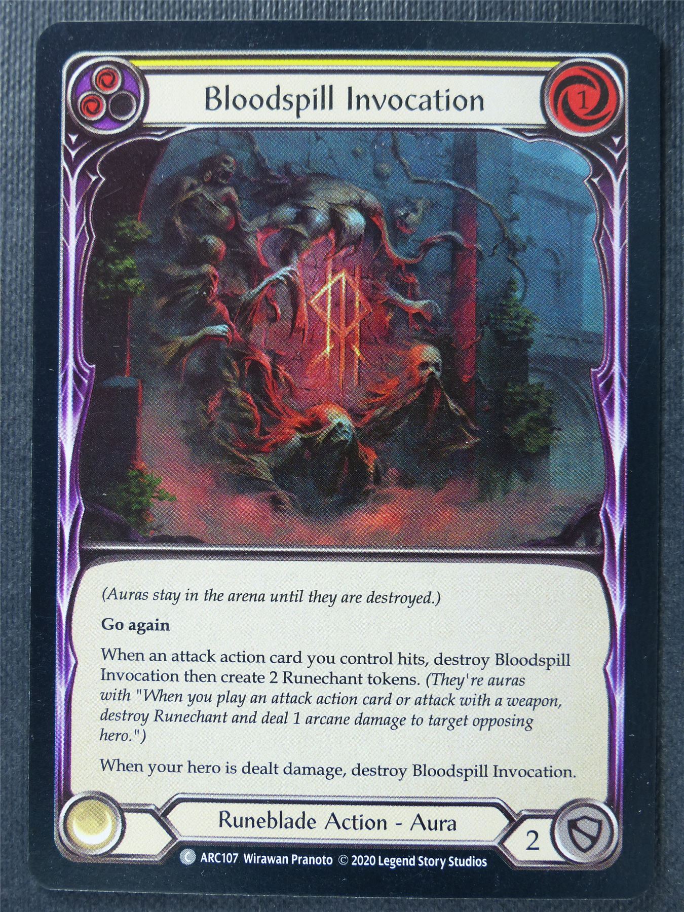 Bloodspill Invocation - Yellow ARC107 C Foil - Flesh & Blood Card #3N9