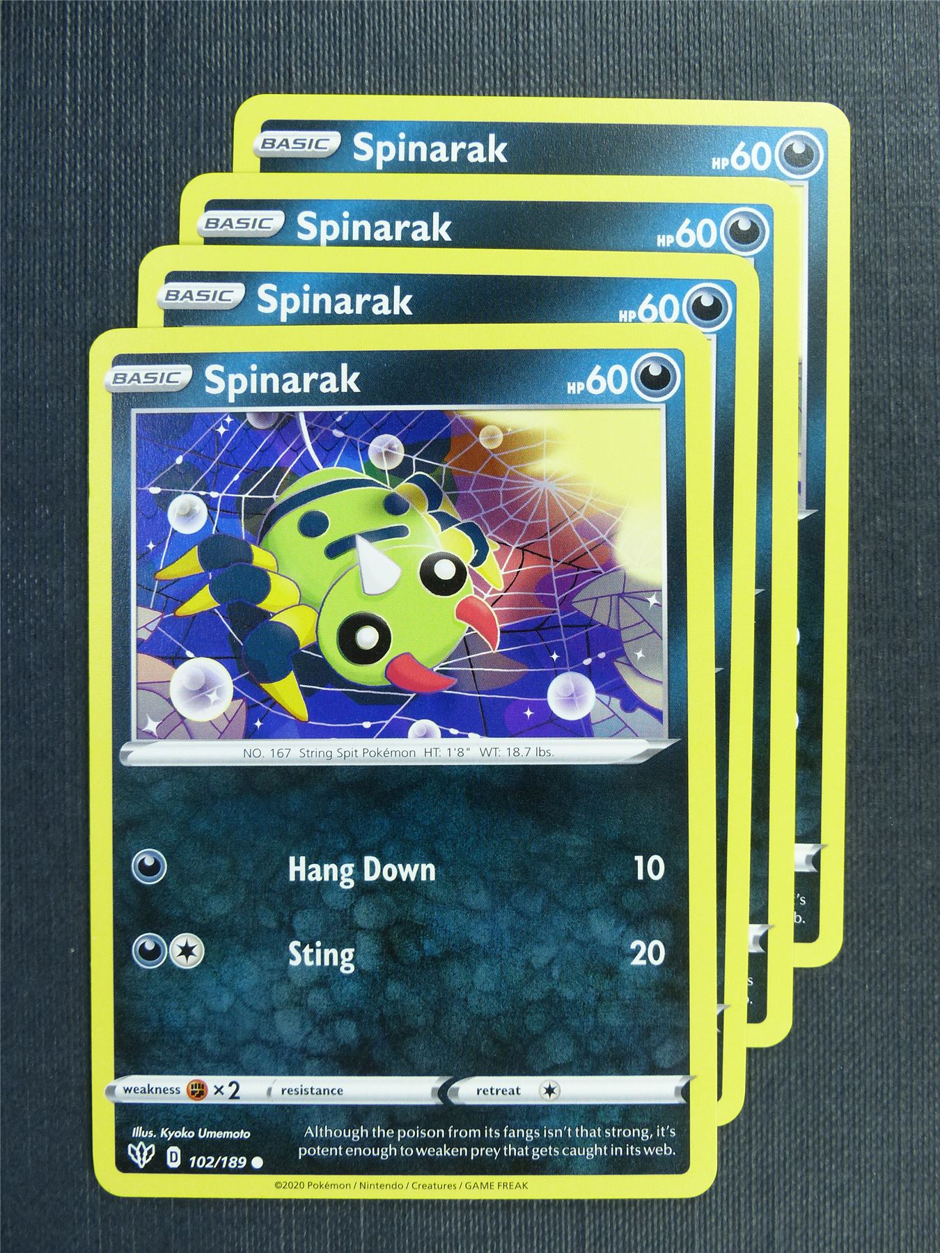 Spinarak 102/189 x4 - DAA - Pokemon Card #3FA Archeron Spinarak 102/189 x4 - DAA - Pokemon Card #3FA Archeron