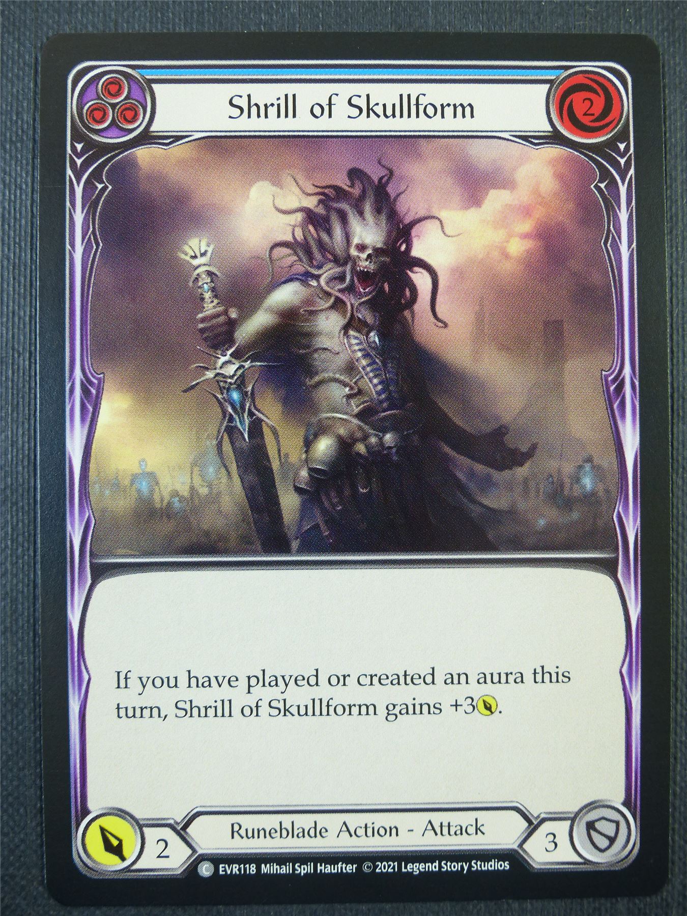 Shrill of Skullform Blue - 1st ed Everfest - Flesh & Blood Card #6DF