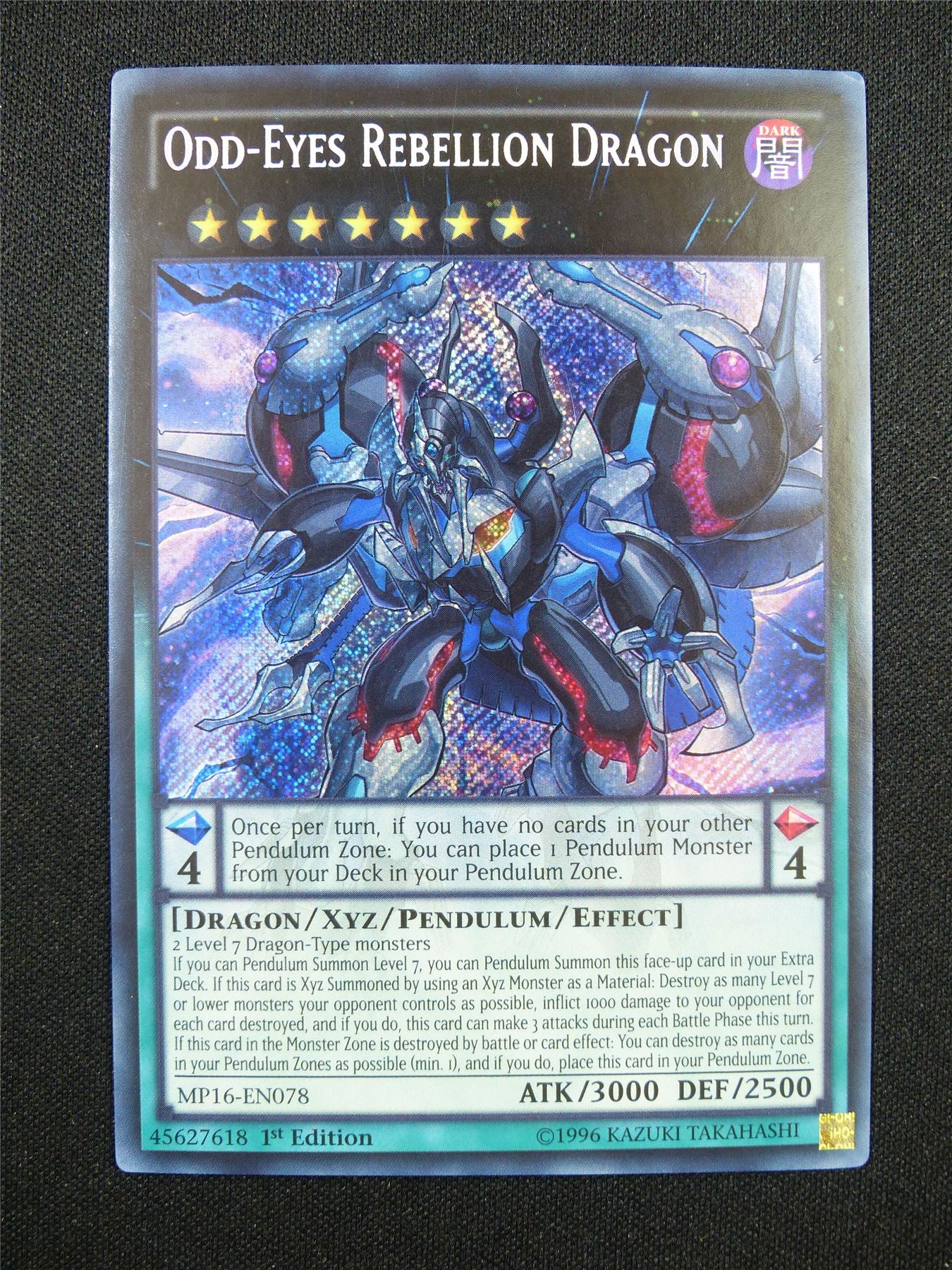 Odd-Eyes Rebellion Dragon MP16 Secret Rare - 1st ed Yugioh Card #35U Odd-Eyes Rebellion Dragon MP16 Secret Rare - 1st ed Yugioh Card #35U