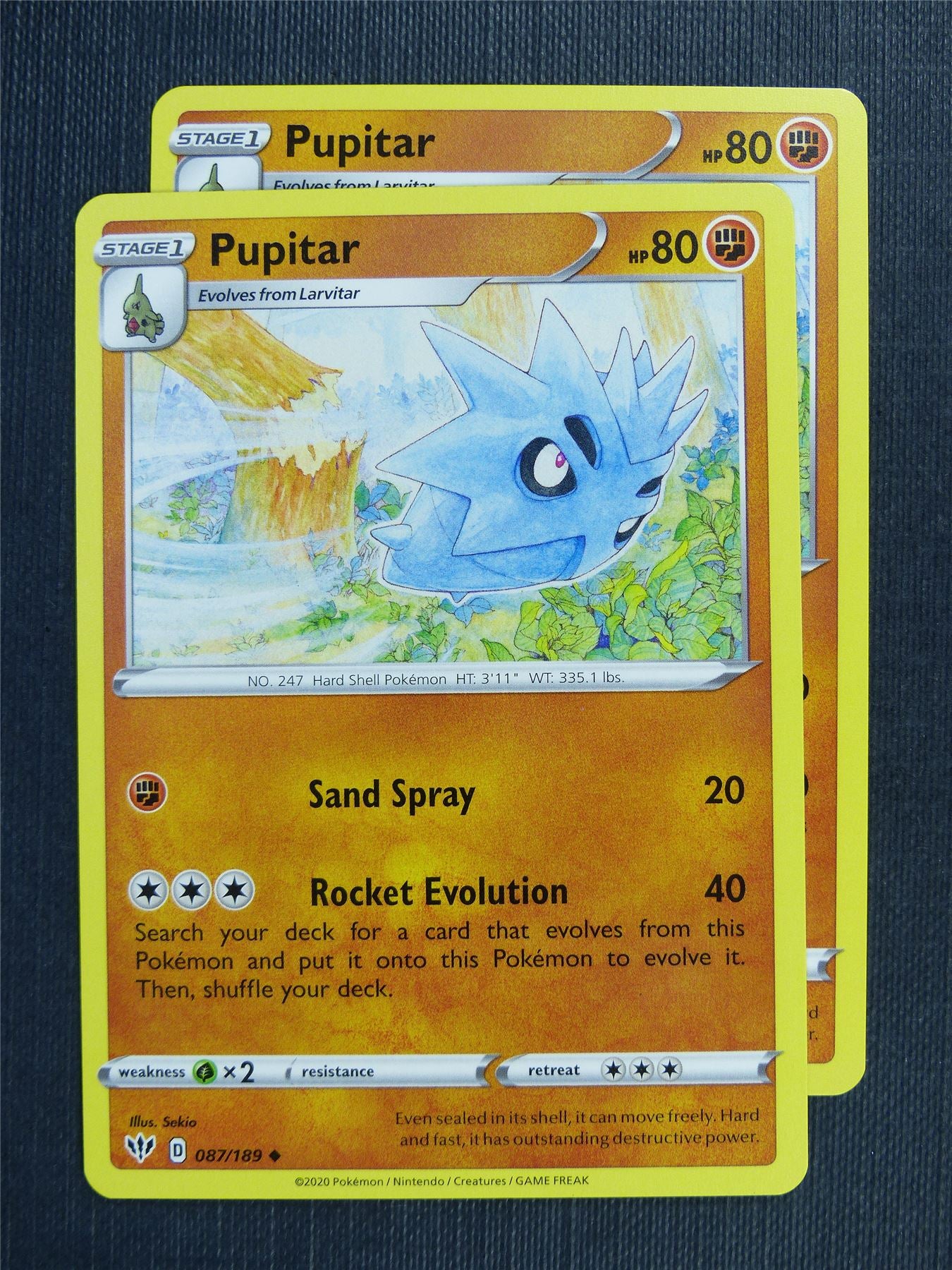 Pupitar 087/189 x2 - DAA - Pokemon Card #3DV