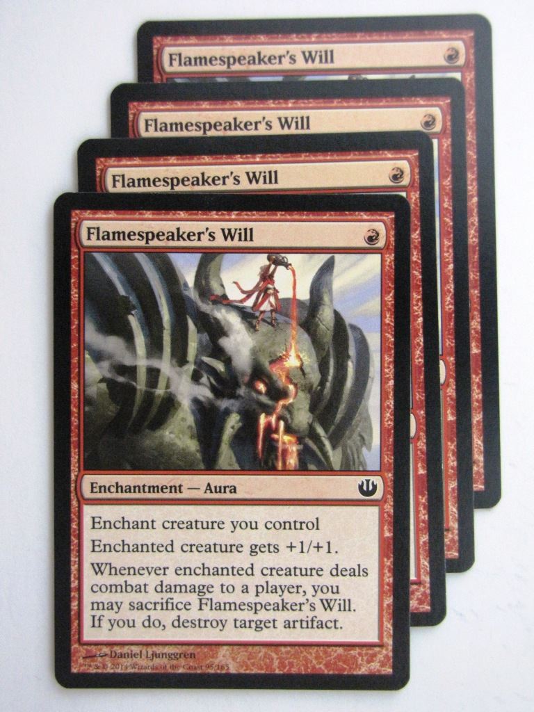 MTG Magic Cards: FLAMESPEAKER'S WILL x4 Journey to Nyx playset # 24B47
