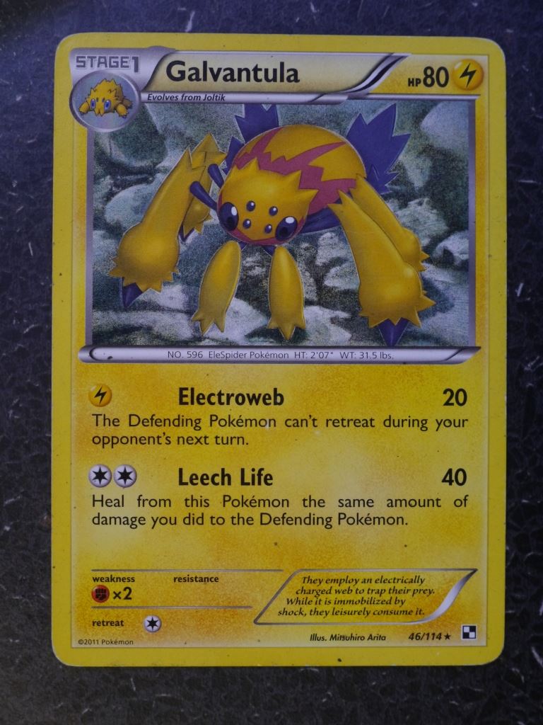 Pokemon Cards: GALVANTULA 46/114 RARE # 5J12 Archeron Pokemon Cards: GALVANTULA 46/114 RARE # 5J12 Archeron