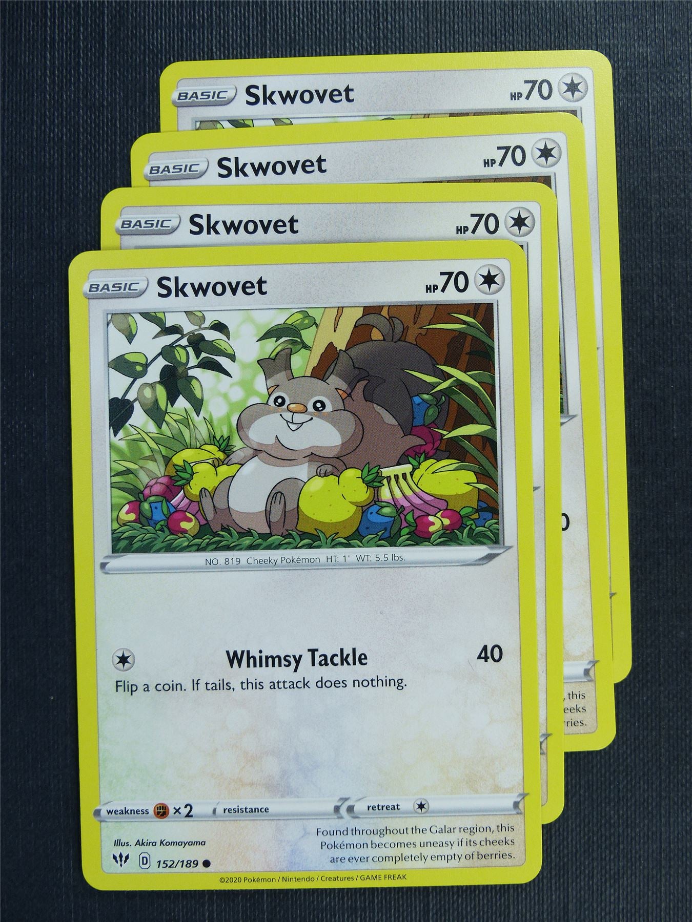 Skwovet 152/189 x4 - DAA - Pokemon Card #3EK Archeron Skwovet 152/189 x4 - DAA - Pokemon Card #3EK Archeron
