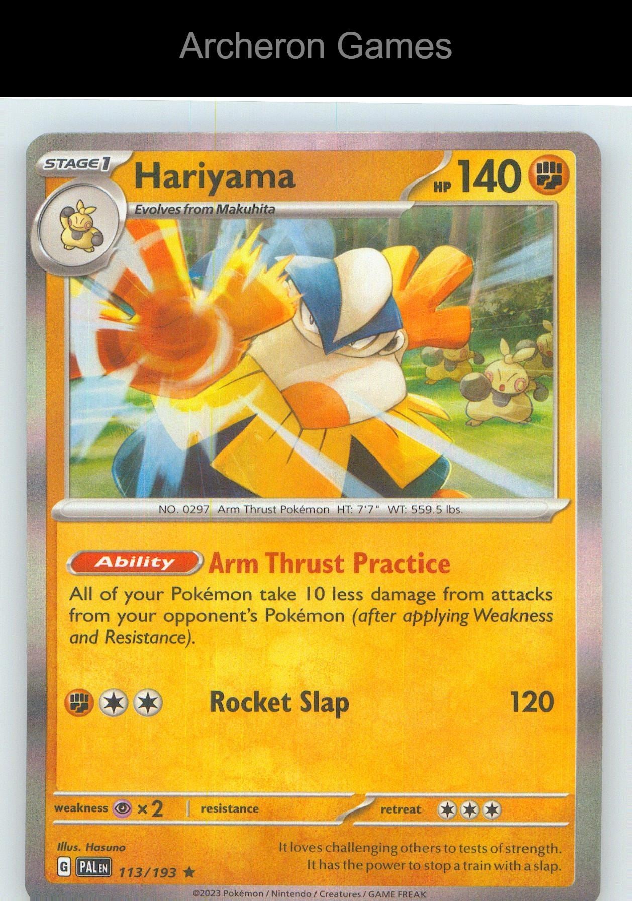 Pokemon Card Hariyama PAL 113/193 R Paldea Evolved Holo