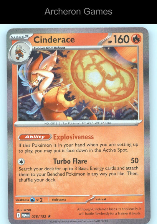 Pokemon Card Cinderace (Cosmos Holo) 028/132 R Prize Pack Series Cards