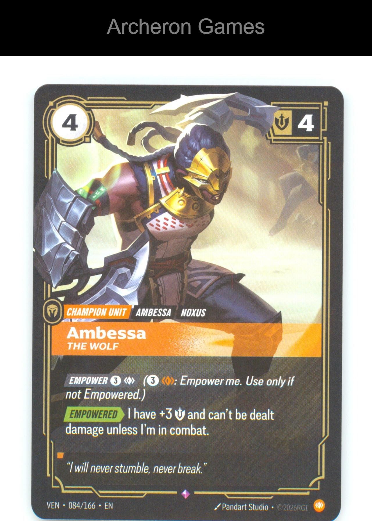 Ambessa - The Wolf VEN 084/166 R Vendetta Riftbound Card Foil
