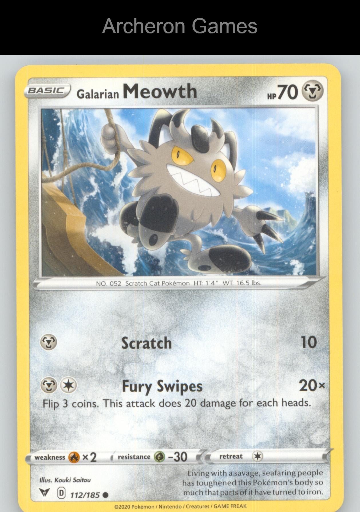 Pokemon Card Galarian Meowth VIV 112/185 C Vivid Voltage