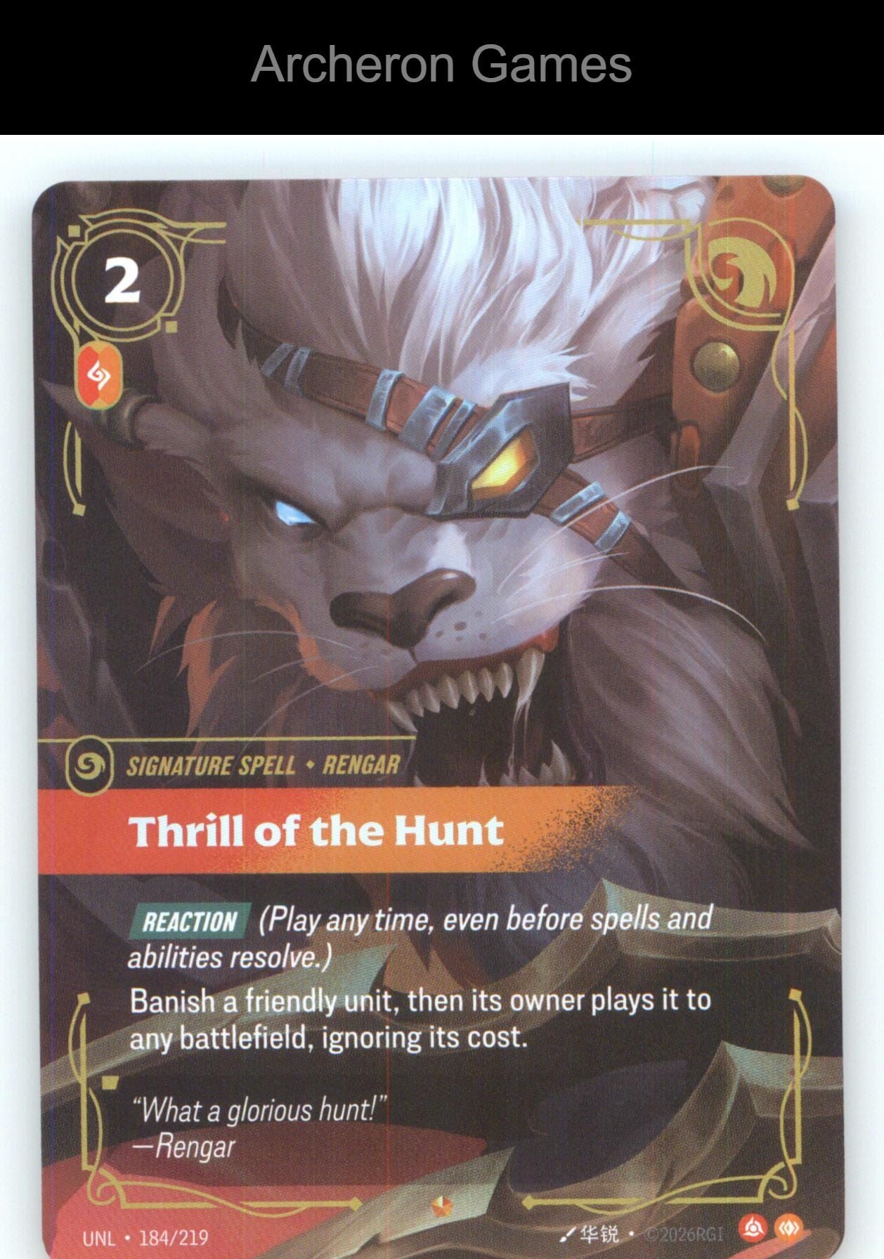 Thrill of the Hunt UNL 184/219 Epic Unleashed Riftbound Card Foil
