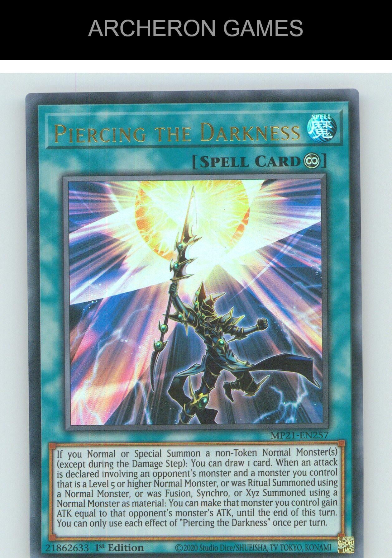 Piercing the Darkness UR YUGIOH Card 1st Edition